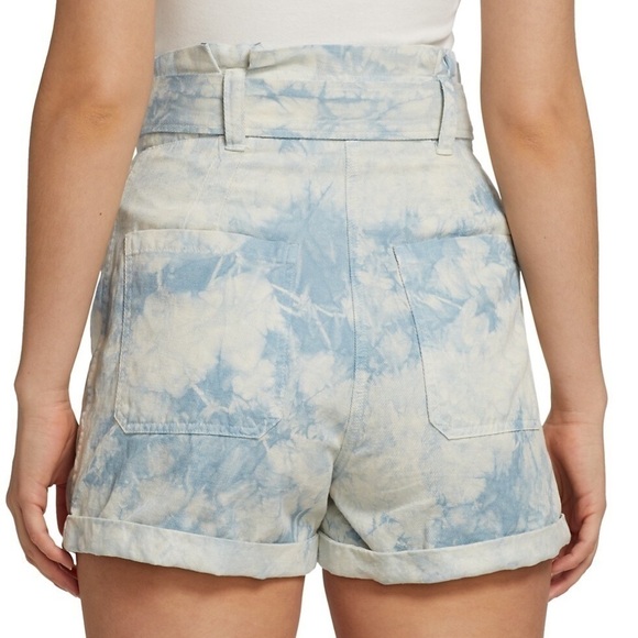 New ALC Davidson Bleached Shorts High Rise Paperbag Tie Waist Belt Linen Blend 0 - Picture 2 of 14